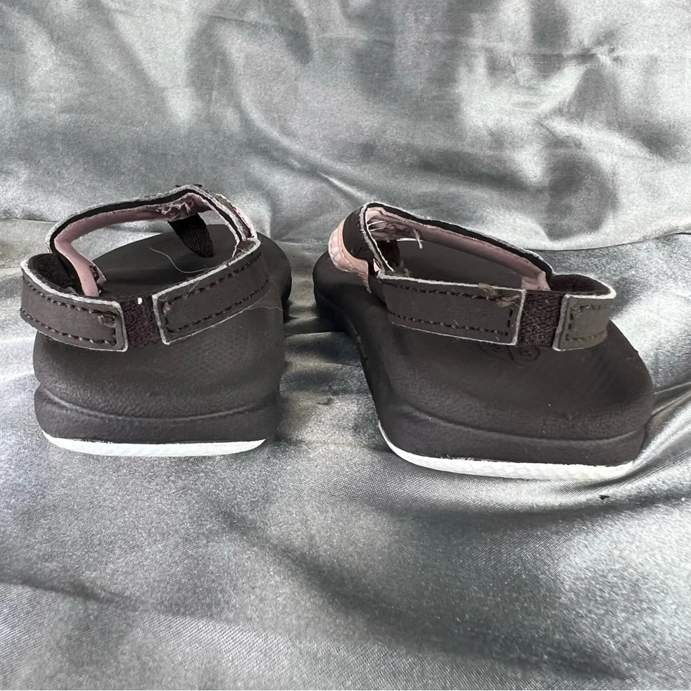 Reef Toddler Girls Lil Slap II Flip Flops Size 3 / 4 Slingback Brown Pink‎ Beach
